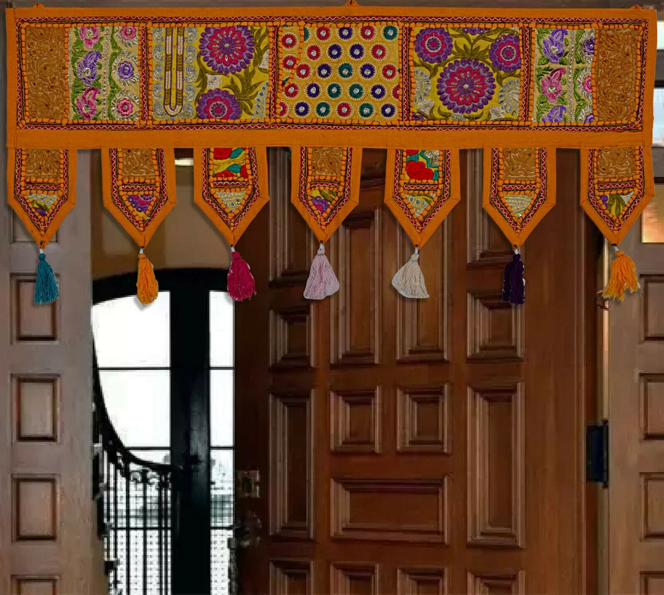 Indian Multicolor Vintage Patchwork Embroidery Toran Door Valance Wall Hanging - Image 1 of 1
