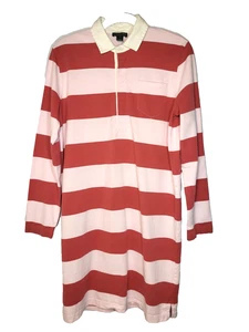 J. Crew Always rosa rot gestreiftes Rugby Kleid Langarm Kragen Medium adrett - Bild 1 von 11