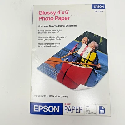 Epson S041671 Glossy 4x6 Photo Paper for Inkjet Printers 50 Count New Pictures - Image 1 of 4