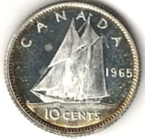 1965 SILVER CANADA TEN CENTS PROOF LIKE SURFACES ~ PLEASE SEE THE SCAN stkpl-100 - Picture 1 of 4