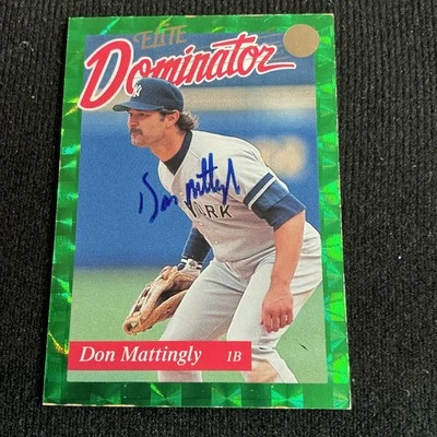 DON MATTINGLY 1993 LEAF DONRUSS ELITE DOMINATOR GREEN YANKEES AUTO #0439/5000 - Image 1 of 2