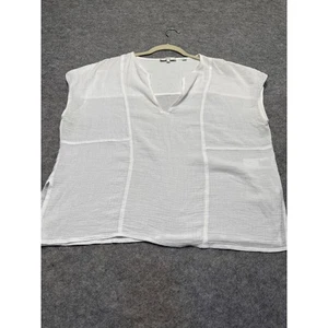 Vince 100% Cotton Cap Sleeve Blouse White Size Medium - Picture 1 of 5