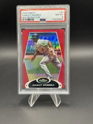 PSA 8 Hanley Ramirez 2008 Finest Red Refractor /25 POP 1 #90 - Image 1 of 3