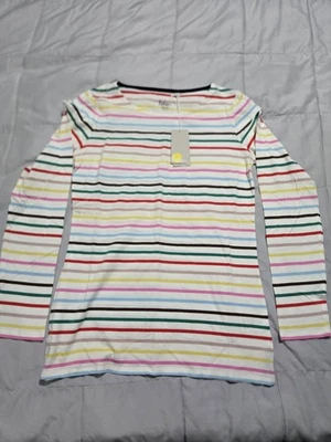 Boden Size 6 US Size 10 UK Girl's Women's Rainbow Striped Long Sleeve T-Shirt - Image 1 of 3