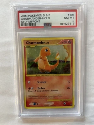 Charmander 101/100 Holo Secret Rare Pokémon 2008 D&P Stormfront PSA 8 NM-MT - Image 1 of 2