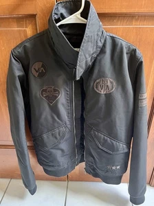 RVCA By PM Tenore MUJER GRANDE Cremallera Completa Chaqueta Bomber NEGRO Abrigo Bomber - Imagen 1 de 7