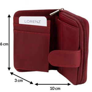 Lorenz Cowhide Leather Zip Round RFID Purse Compact Women Wallet with Card Slots - Picture 1 of 1