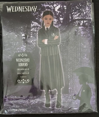 "Wednesday" Addams Family Child Size M (8-10) Costume 2-PC Dress & Blazer, NEW - Image 1 of 4