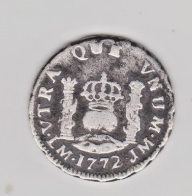 PERU, Lima, pillar ½ real, Charles III, 1772 JM, very rare, KM-60; Cal-126. 1.6G - Image 1 of 4