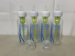 Lot Of 4 Dr. Brown’s Glass Baby Bottles 8 Ounce Size 1-2 Nipples - Picture 1 of 6