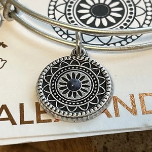 NWT Alex and Ani "NEW DAY" Rafaelian Silver Sodalite Charm Adj. Bracelet w/Card - Picture 1 of 6