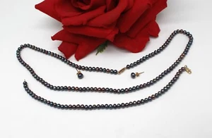 14k Gold Peacock Pearl Beaded Necklace Bracelet Earrings Set CAT RESCUE - Picture 1 of 1