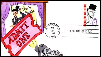 Scott 2819 29 Cents Rudolph Valentino Melissa Fox Hand Painted FDC 6 Of 6 - Image 1 of 2