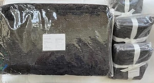 Pottery Barn VELVET LATTICE HANDCRAFTED King Quilt & 3 Euro Sham Gray NWT - Picture 1 of 4