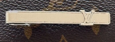 Louis Vuitton  Tie Clip Tie Bar Silver Color  LV Initials Made in Italy - Image 1 of 3