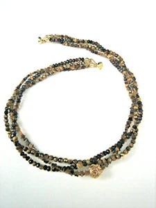 Cadena de piedras preciosas diseño ojo de tigre 42 cm cierre magnético plata 925 chapada en oro - Imagen 1 de 9