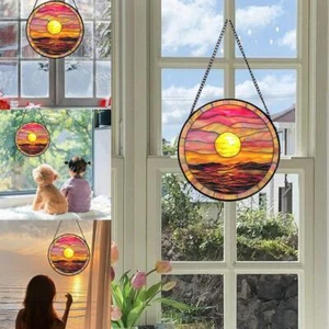 Sun Mountain Buntglas Fenster hängend Sonnenfänger Acryl Garten Veranda D1N1 - Bild 1 von 14