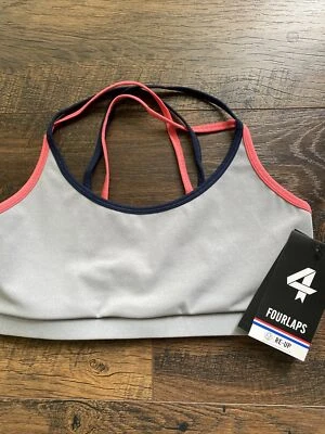 Sujetador deportivo Four Laps 4 Laps NUEVO Vitality pequeño plateado espalda entrecruzada nuevo con etiquetas B4 Foto 1 de 4