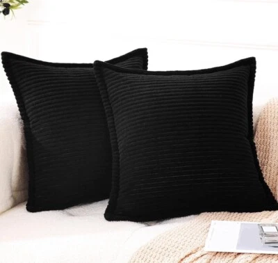 (4) Funda de cojín Jumbo 18x18 con cordón negra funda de almohada de tacto suave sofá cama ENVÍO GRATUITO Foto 1 de 4