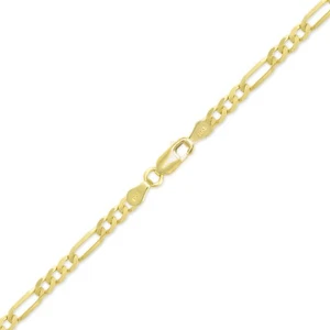 14K Yellow Gold Hollow Figaro Bracelet 4.5mm 8-9" -Polished Chain Link Men Women - Picture 1 of 1
