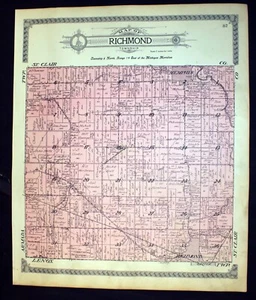 1916 Plat Map Richmond Township Macomb County Michigan - Picture 1 of 6