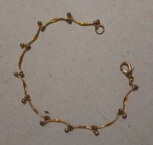 Long Link Costume Jewellery Bracelet. Gold Colour With Amber Effect. 21cm - Picture 1 of 1