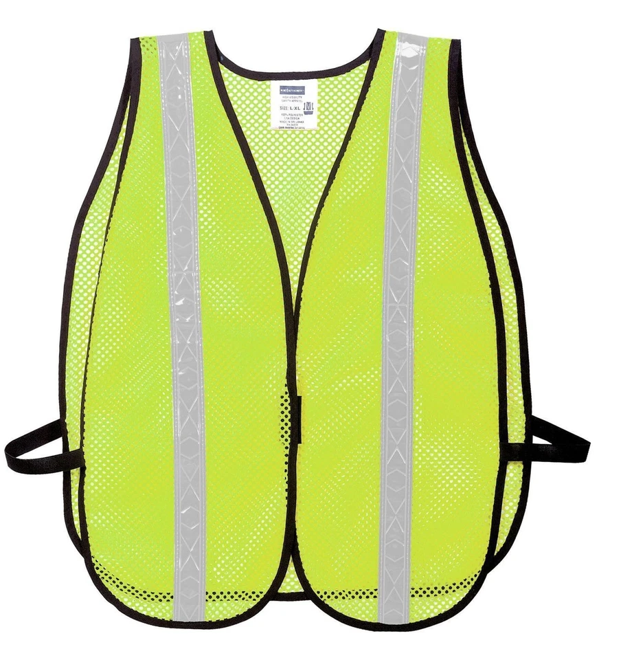 NEW* SZ 2X/3X PORT AUTHORITY;  HIGH VISIBILITY SAFETY YELLOW MESH WORKMEN'S VEST - Image 1 of 1