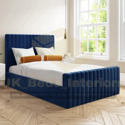 BSSPOKE GROUP Plush Velvet Bed Frame Upholstered Gas Lift Storage &Mattress Double King Single