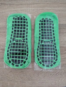 New Lot of 2 Pair of Green FunZ Grippy Trampoline Socks size Large - Picture 1 of 1