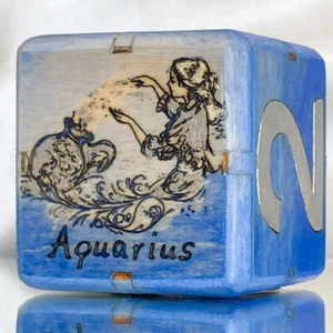 Aquarius - Inspired by the Zodiac - Backgammon Doubling Cube 36mm - Picture 1 of 9