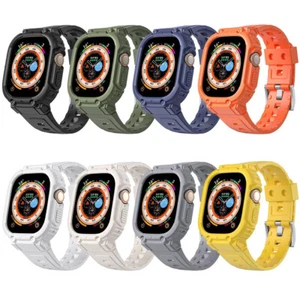 For Apple Watch 9 8 7 6 5 SE Ultra 2 Rugged Case+ Sport Band Strap 44/41/45/49mm - Picture 1 of 44