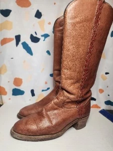 Vintage Mens 10D Womens 11.5 Frye Leather Braided Black Label Riding Boots Brown - Bild 1 von 14