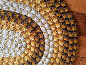 Gold and Brown 50"x28" Braided Area Rug Oval Country Farmhouse Rustic Primitive 