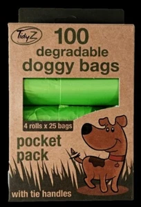 100/200/300 Degradable Tidyz doggy Dog Poo Poop Bags Strong Green & refill UK - Picture 1 of 3
