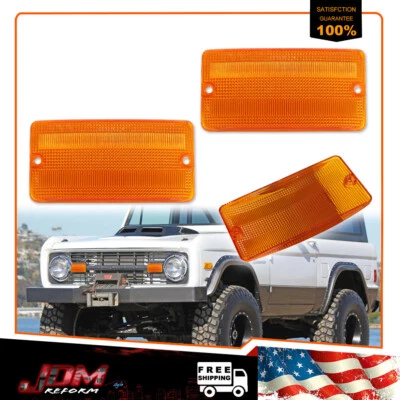 Par de lentes ámbar de luz de estacionamiento/señal de giro delanteras para Ford Bronco 1969-1977 Foto 1 de 4