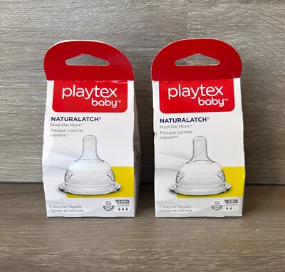 Playtex NaturaLatch 2-Pack Silicone Nipples Medium and Fast Flow 3m+ & 3-6m+ - Image 1 of 4