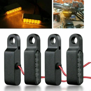 4x Motorcycle LED Handlebar Turn Signal Indicator Light For Honda Suzuki Yamaha - Picture 1 of 9