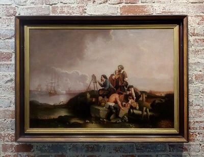 19th Siècle Hollandais École -artist Peinture Un Bataille Bateau Scène -oil - Photo 1/4