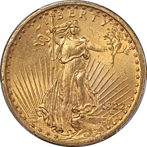 1922 Saint-Gaudens Gold $20 PCGS MS64 Great Eye Appeal Nice Strike Cover
