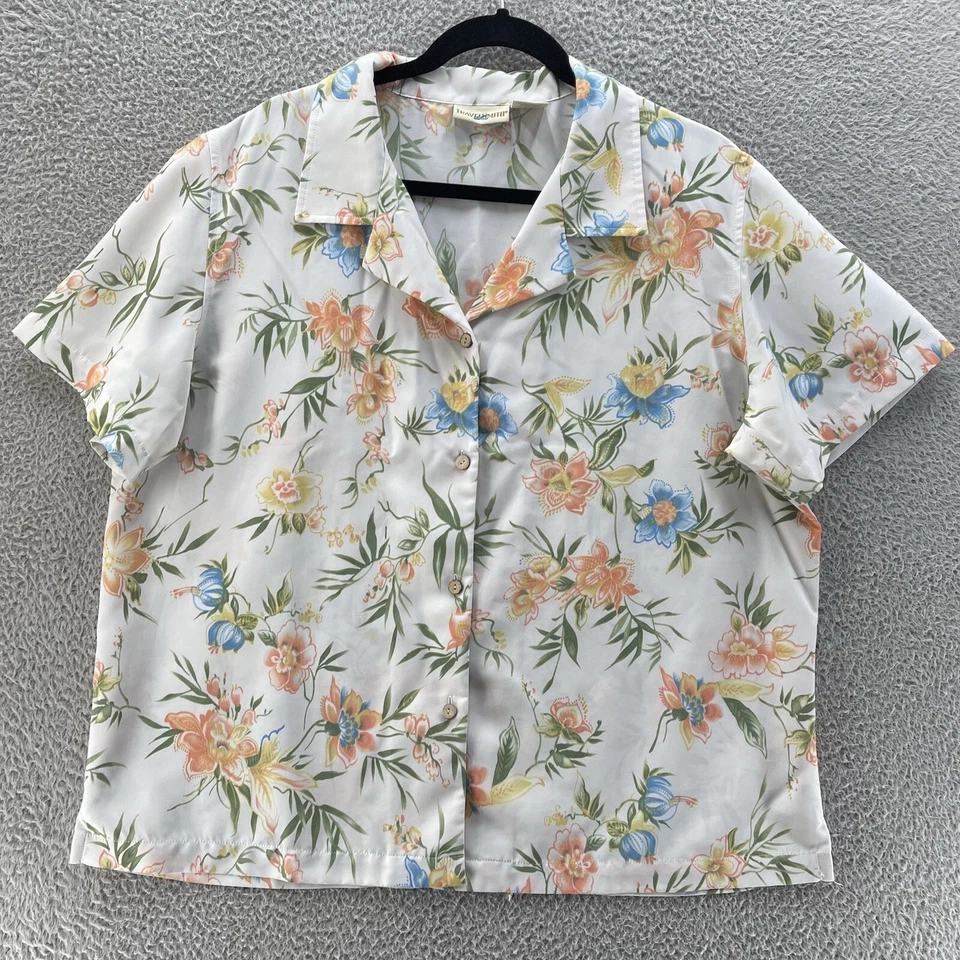Camisa Travel Smith Feminina Extra Grande Branca Colorida Floral Blusa * - Imagem 1 de 4