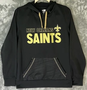 NFL Team Apparel New Orleans Saints Hoodie Sweatshirt Medium Black TX3 Warm - Picture 1 of 10