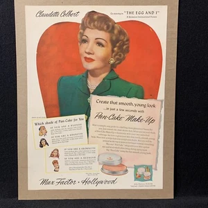 Vintage 1947 Claudette Colbert max factor Hollywood advertisement - Picture 1 of 6