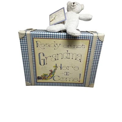 Child to Cherish Keepsake Suitcase Baby Gift Set Plush Bear Blanket Blue - Image 1 of 4