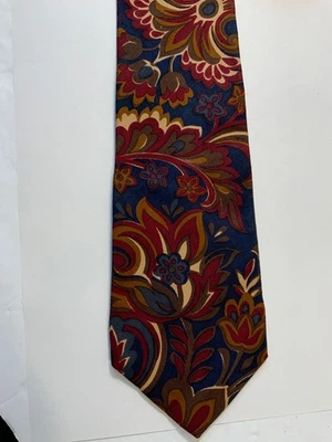 Corbata Carlo Palazzi Italia Hombre 100% Seda Floral Negra, Borgoña Corta 54”, 3 1/2” Foto 1 de 4