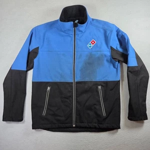 Domino's Pizza Rain Jacket Medium Blue Black Softshell Water Resistant Work Gear - Picture 1 of 16