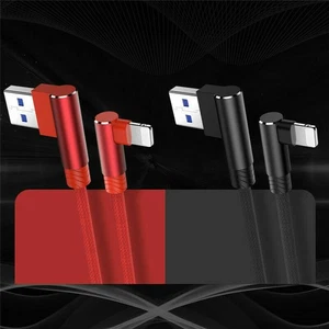 90° Elbow USB Data Fast Charge Charger Cable For Apple iPhone iPad 1M 2M 3M Lead - Picture 1 of 20