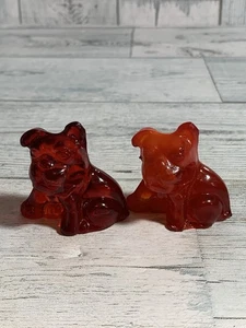 2- Porta lápices Boyd Glass naranja escoria y escoria roja perro con marcas - Imagen 1 de 14