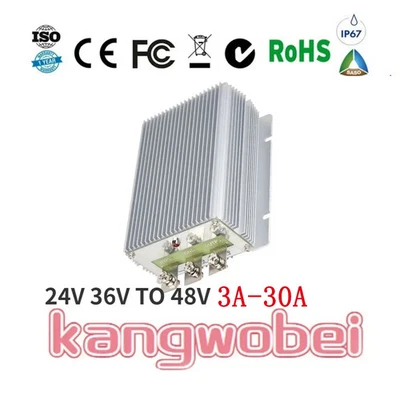 Conversor DC DC 24V 36V para 48V 3A-30A Step Up Boost regulador de tensão carro automático - Imagem 1 de 4