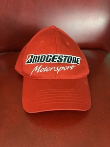 Gorra Bridgestone Motorsport roja facturada algodón ajustable carreras usada en excelente estado SnapBack - Imagen 1 de 7