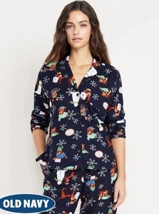 Pigiama donna XS in flanella con etichetta Old Navy tema natalizio blu navy - Foto 1 di 3